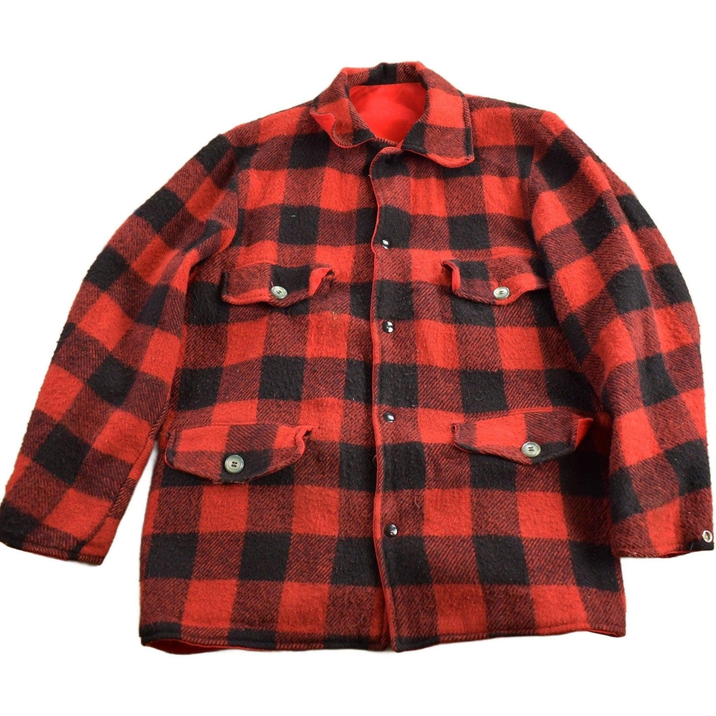 Vintage 1960s 100% Wool Reversible Buffalo Plaid Jacket Men's Medium