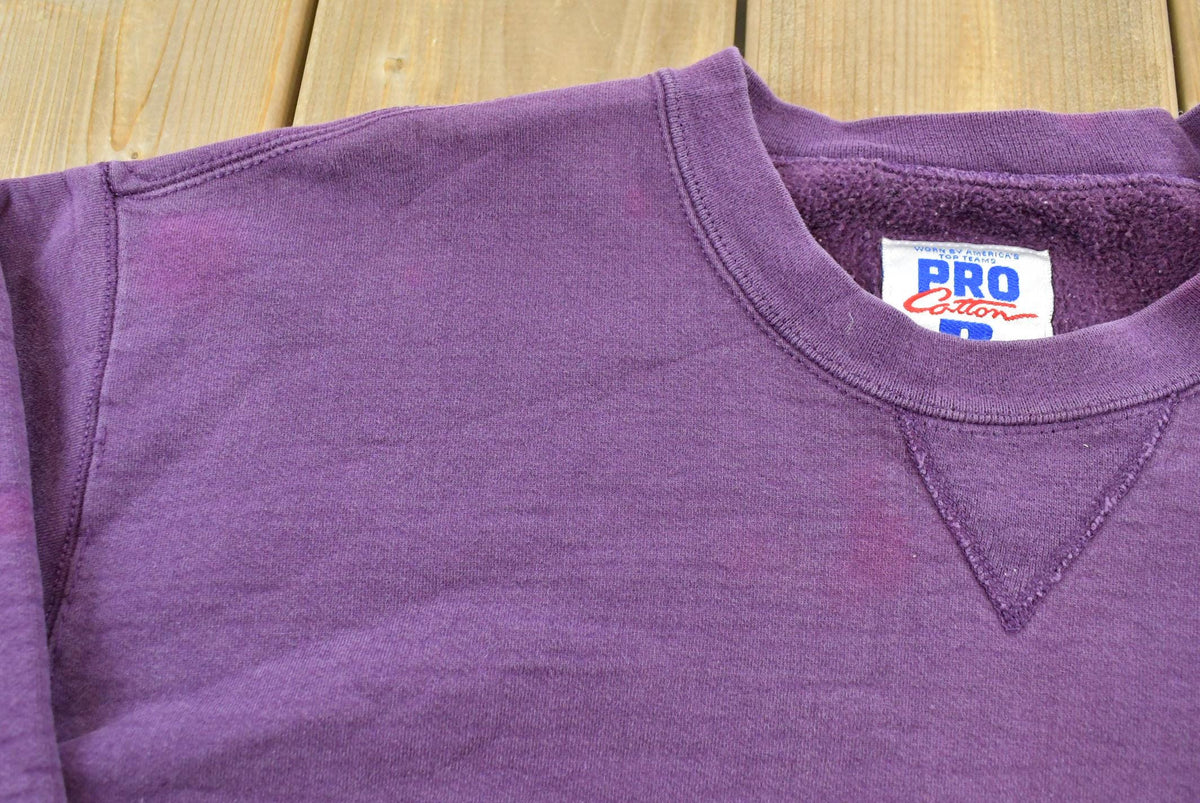 Vintage 1990s Russell Athletics Pro Cotton Purple Blank Reverse Weave Style Crewneck Sweatshirt Men's M