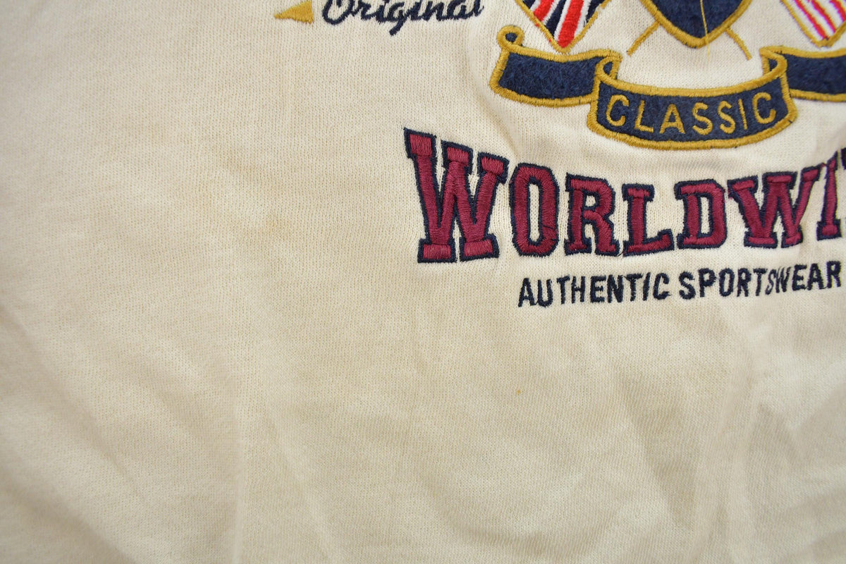 Vintage 1990s Limited Jeans Worldwide Embroidered Crewneck Sweatshirt Men's L