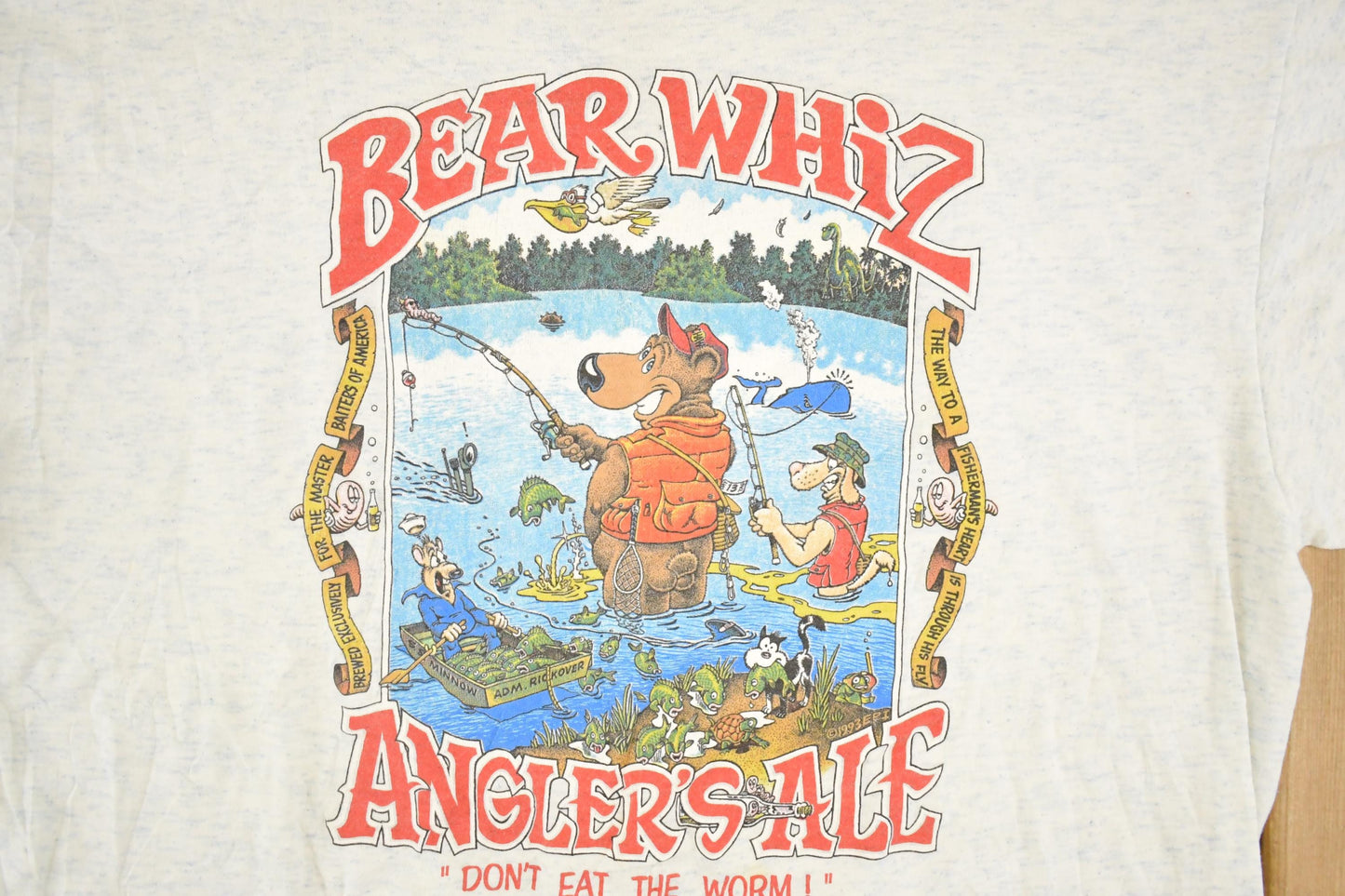 Vintage 1990's Fishing Bear Whiz Anglers Ale Souvenir Funny T-Shirt Mens L