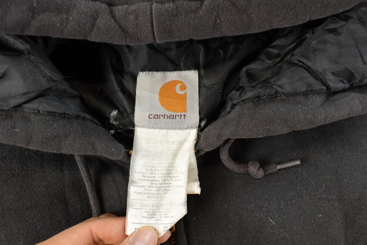 Vintage 1990s Thrashed Carhartt Thermal Lined Heavy Weight Zip Up Hoodie Men's 2XL