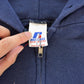 Vintage 1990s Russell Athletics Blank Navy Blue Full Zip Hoodie Sweatshirt Men's L