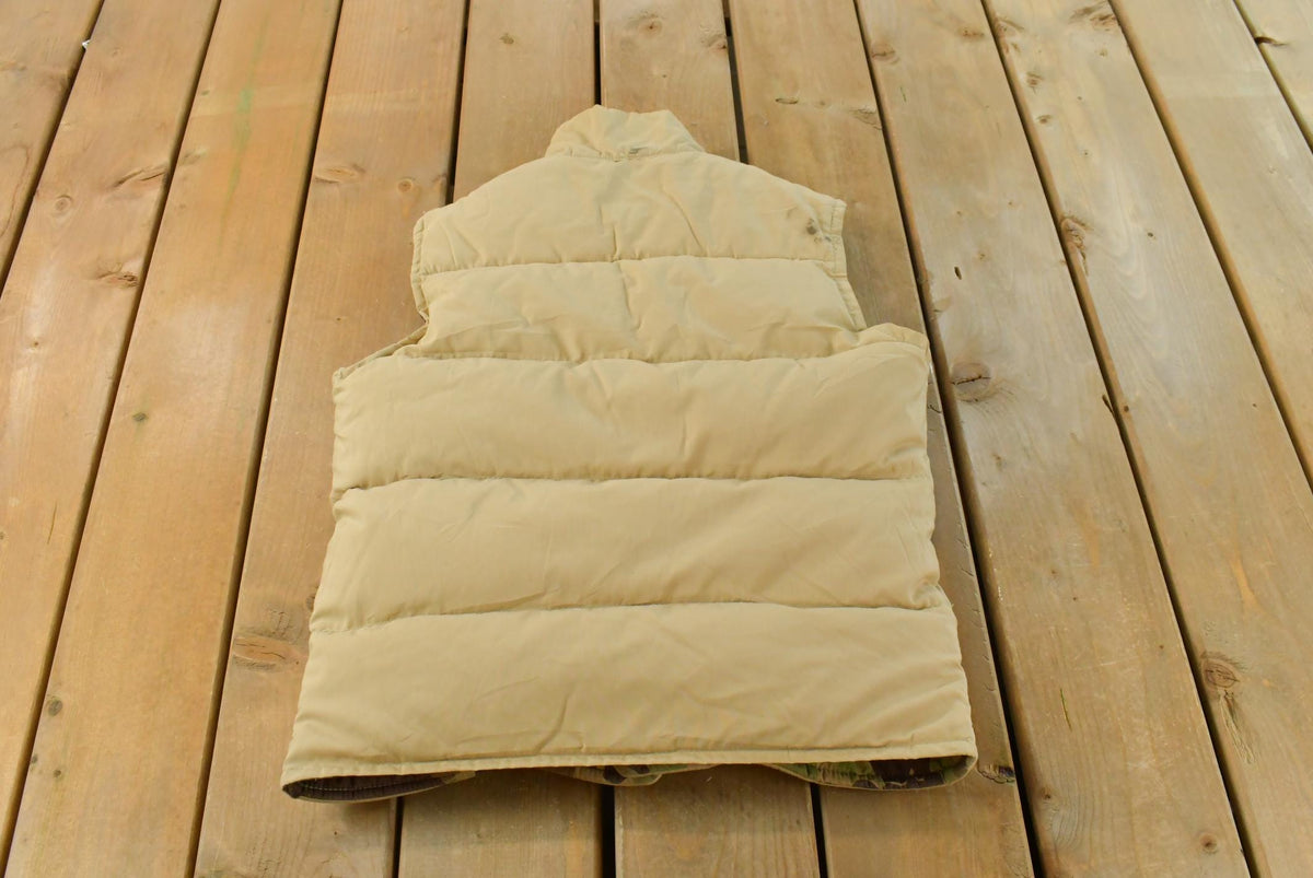 Vintage 1990s Duck Camo Reversible Vest Goose Down Puffer Jacket Men's S