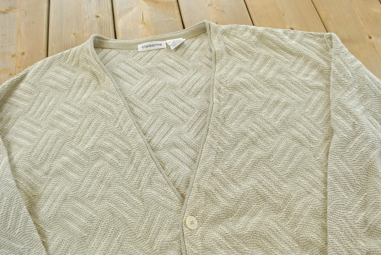 Vintage 1990s Claiborne Cotton Knit Cardigan Sweater Mens L