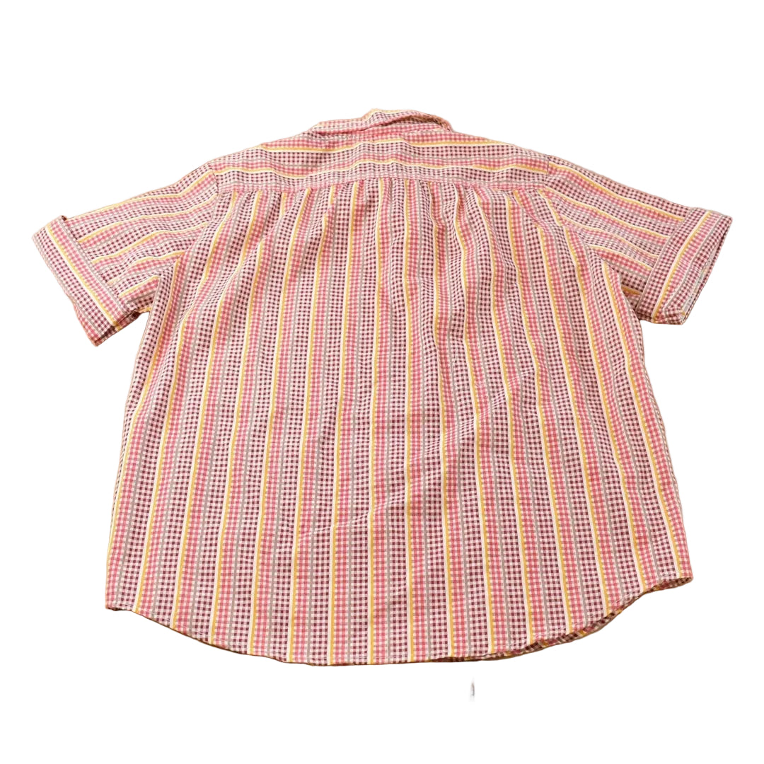 Vintage 1970s Gingham Plaid Short Sleeve Button Up Shirt Women's L