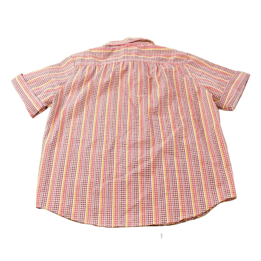 Vintage 1970s Gingham Plaid Short Sleeve Button Up Shirt Women's L
