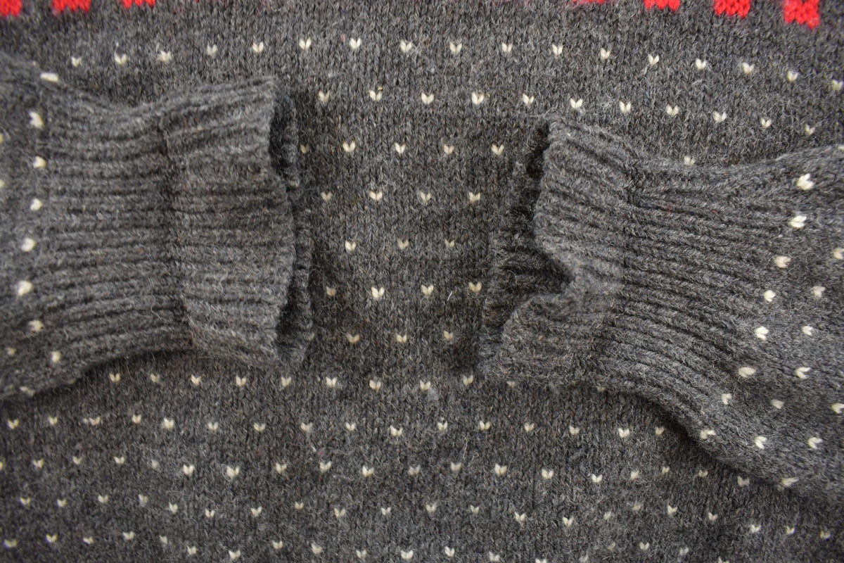 Vintage 90s Land's End Fair Isle Knitted Crewneck Sweater Men's L