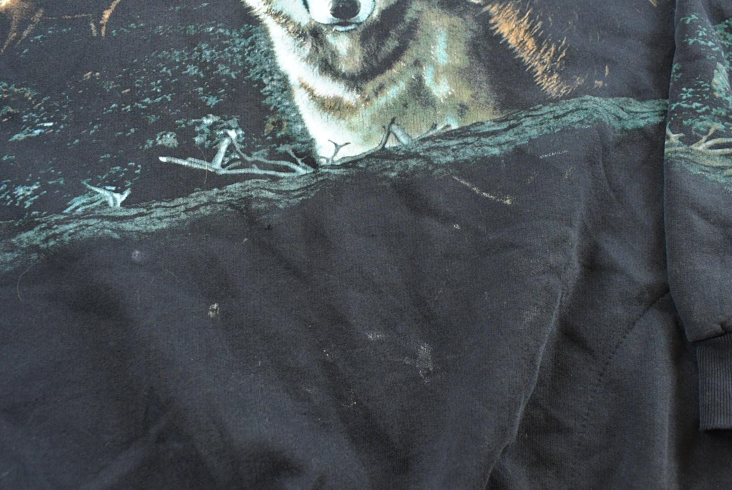 Vintage 1990s Wolf Theme All Over Print Henley Sweatshirt Men's XL