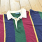Vintage 1990s Private Club Striped Rugby Long Sleeve Polo Shirt Men's 2XL