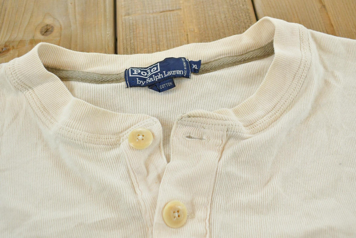 Vintage 1990s Polo Ralph Lauren Long Sleeve Henley Collar T-Shirt Men's 2XL
