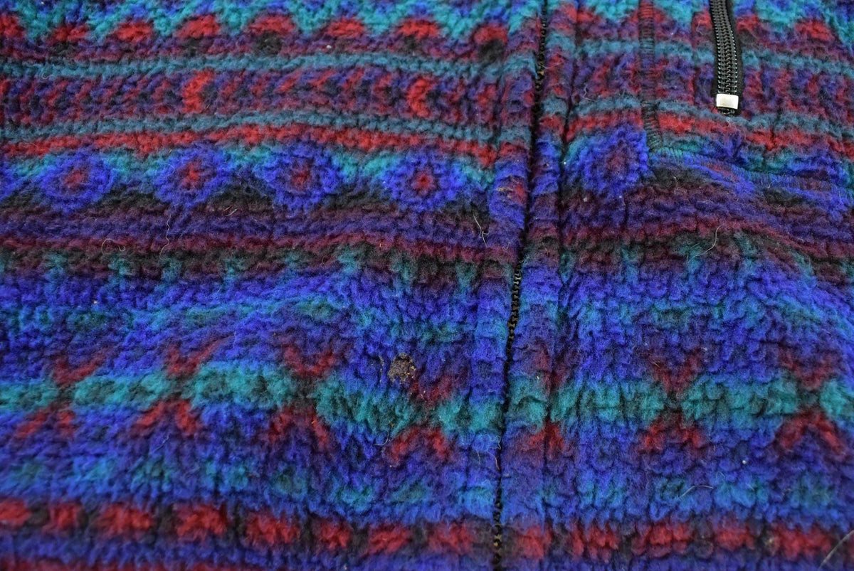 Vintage 1990s St. John's Bay Abstract Pattern Full Zip Fleece Sweater Jacket Men's Large