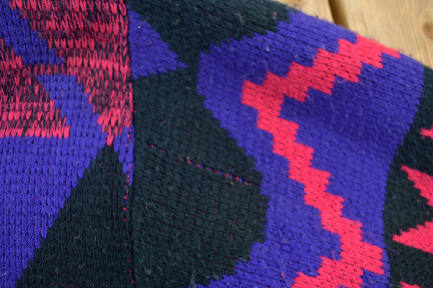 Vintage 1980s Express Knitted Abstract Cardigan Sweater Jacket Men's Medium