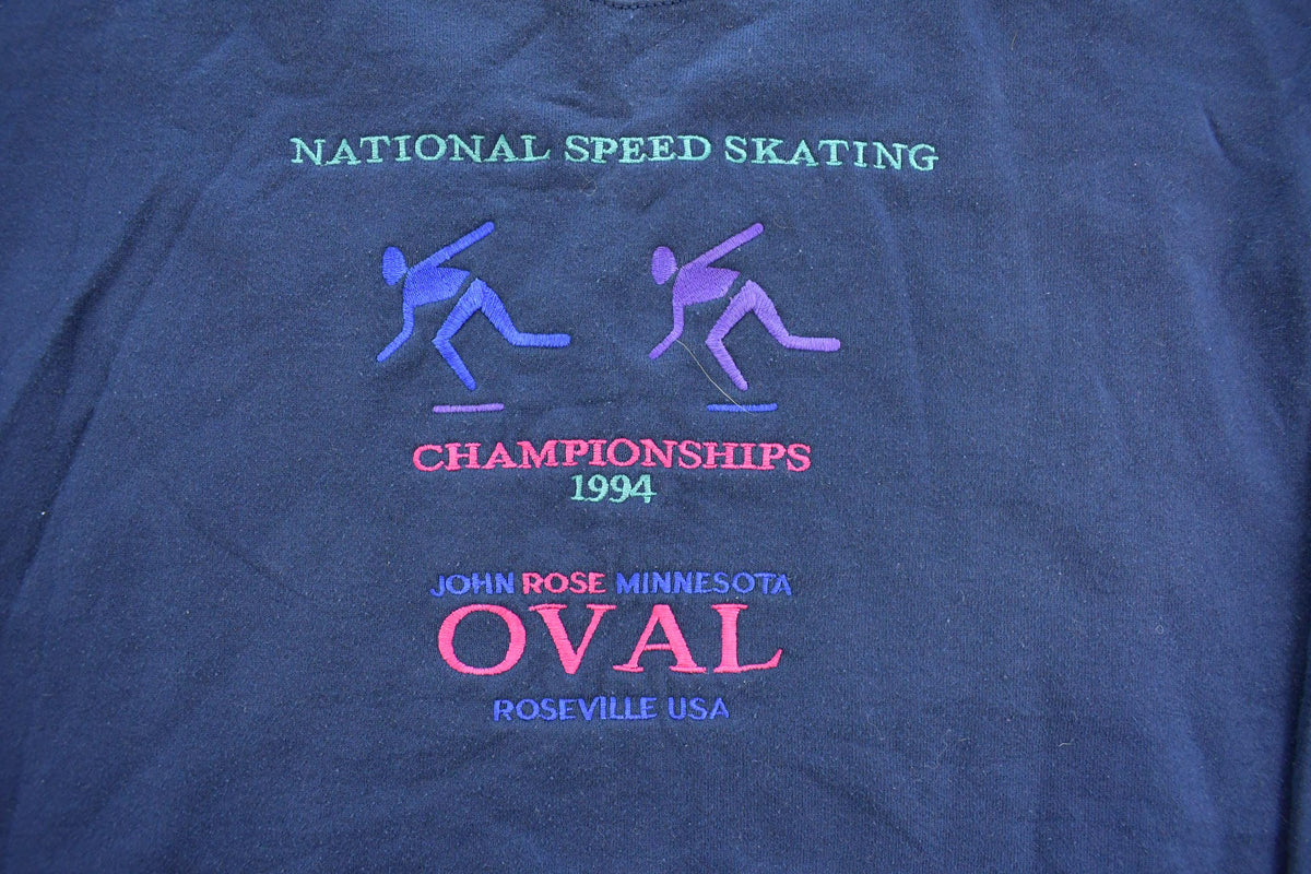 Vintage 1994 National Speed Skating Championships Embroidered Crewneck Sweatshirt Men's L