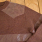 Vintage 1980s Cable Knit Leather Patch Crewneck Sweater Men's L