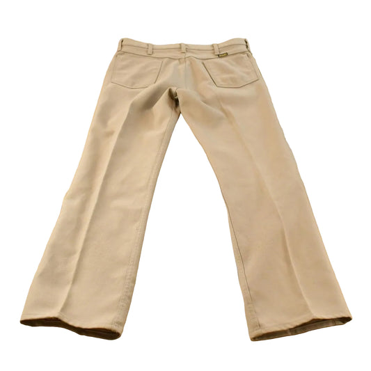 Vintage 80s Wrangler Cowboy Rancher Pants Pleated Beige Slacks Men's 35 x 31