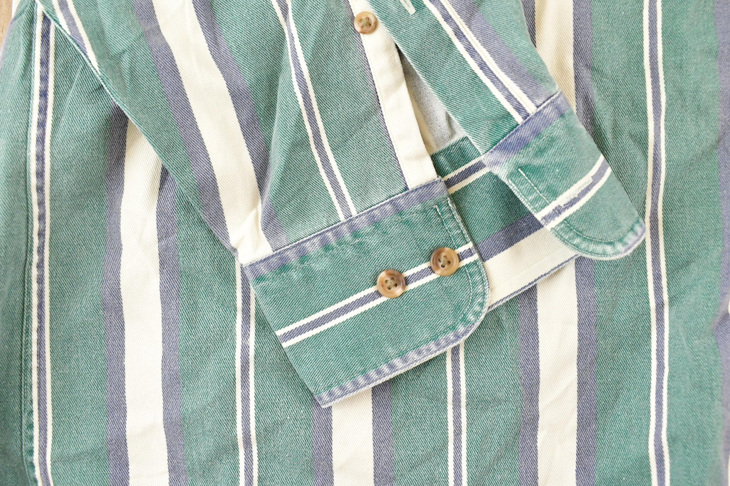 Vintage 1990's Lands End Striped Button Up Shirt Men's XL
