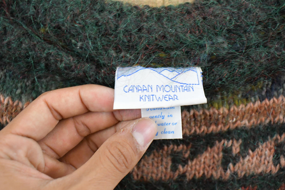 Vintage 1990s Canaan Mountain Mohair Wool Knit Sweater Men's Medium / Vintage 90s Crewneck / Abstract Pattern Sweater / Pullover Sweatshirt
