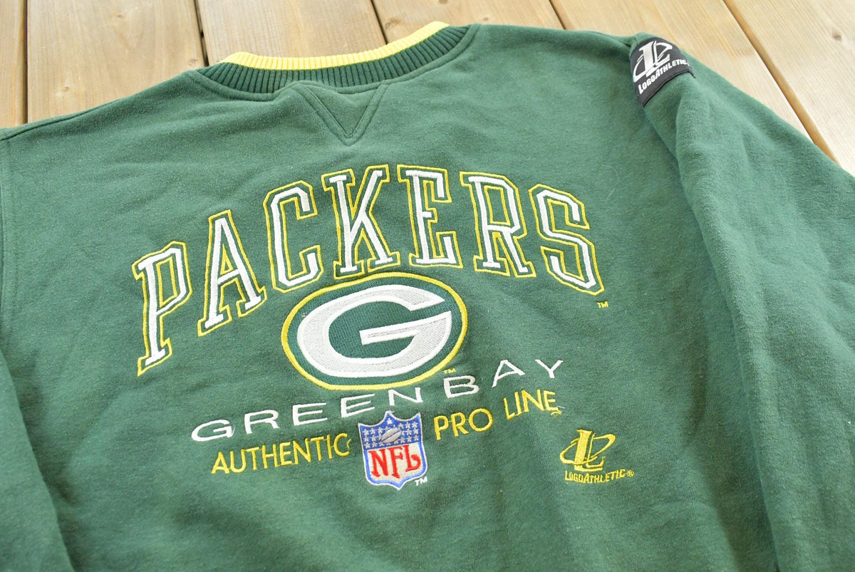 Vintage 1990s Logo Athletic Green Bay Packers Embroidered Sweatshirt Men's L
