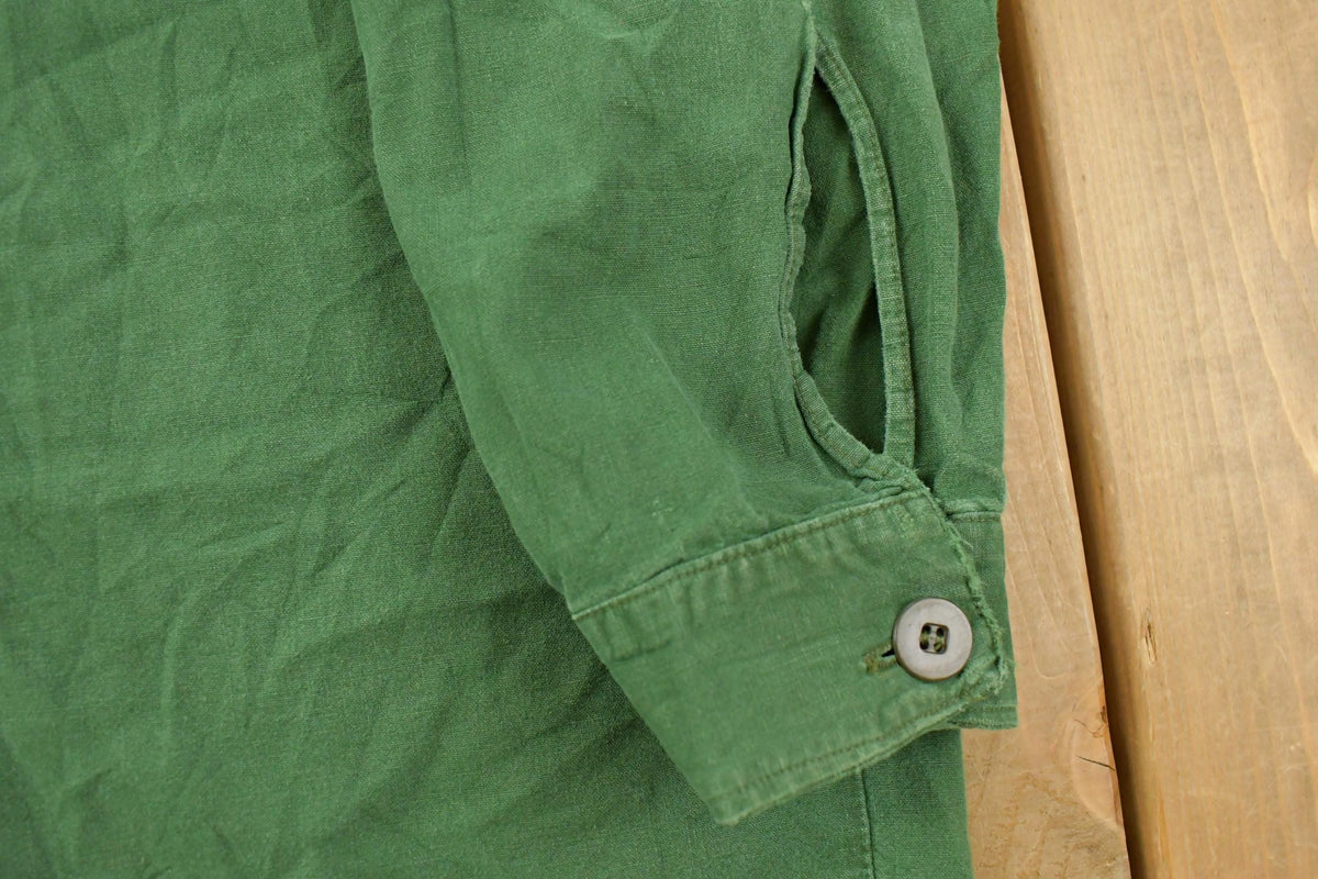 Vintage 1970s Military Popover Polo Button Up Shirt Men's Large