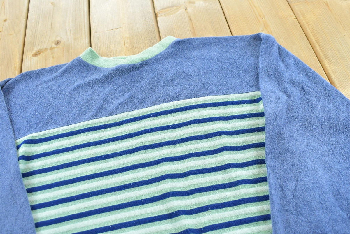 Vintage 1980s Striped Terry Cloth Sweatshirt Men's S
