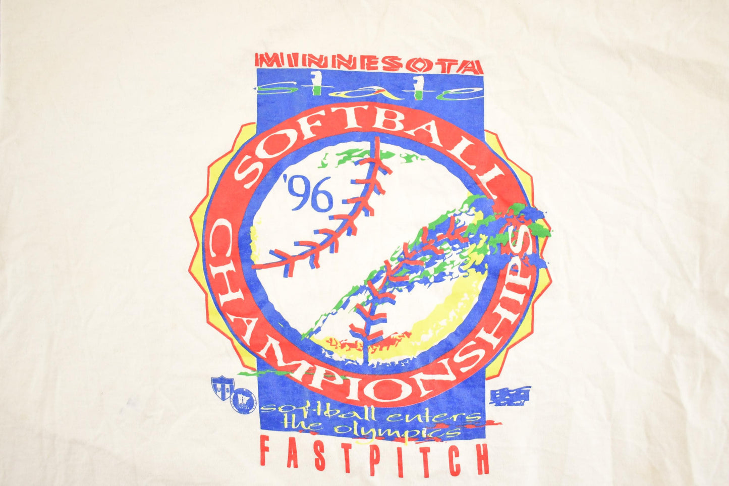 Vintage 1996 Softball Champions Souvenir Baseball T-Shirt Mens L
