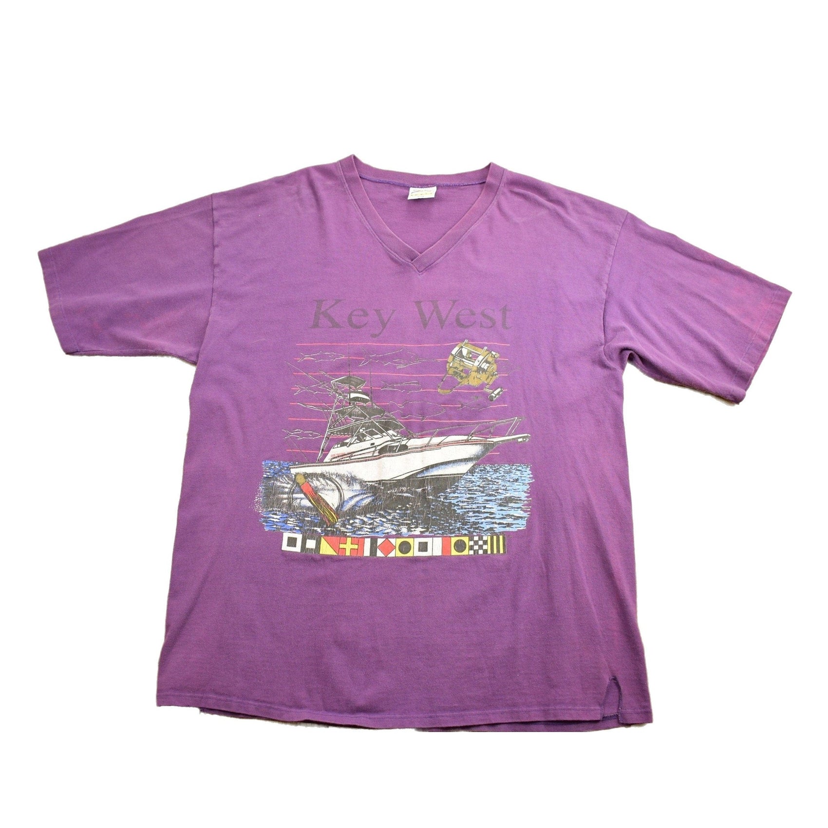 Vintage 1990s Key West Florida Sail Boat Souvenir T Shirt Men's XL