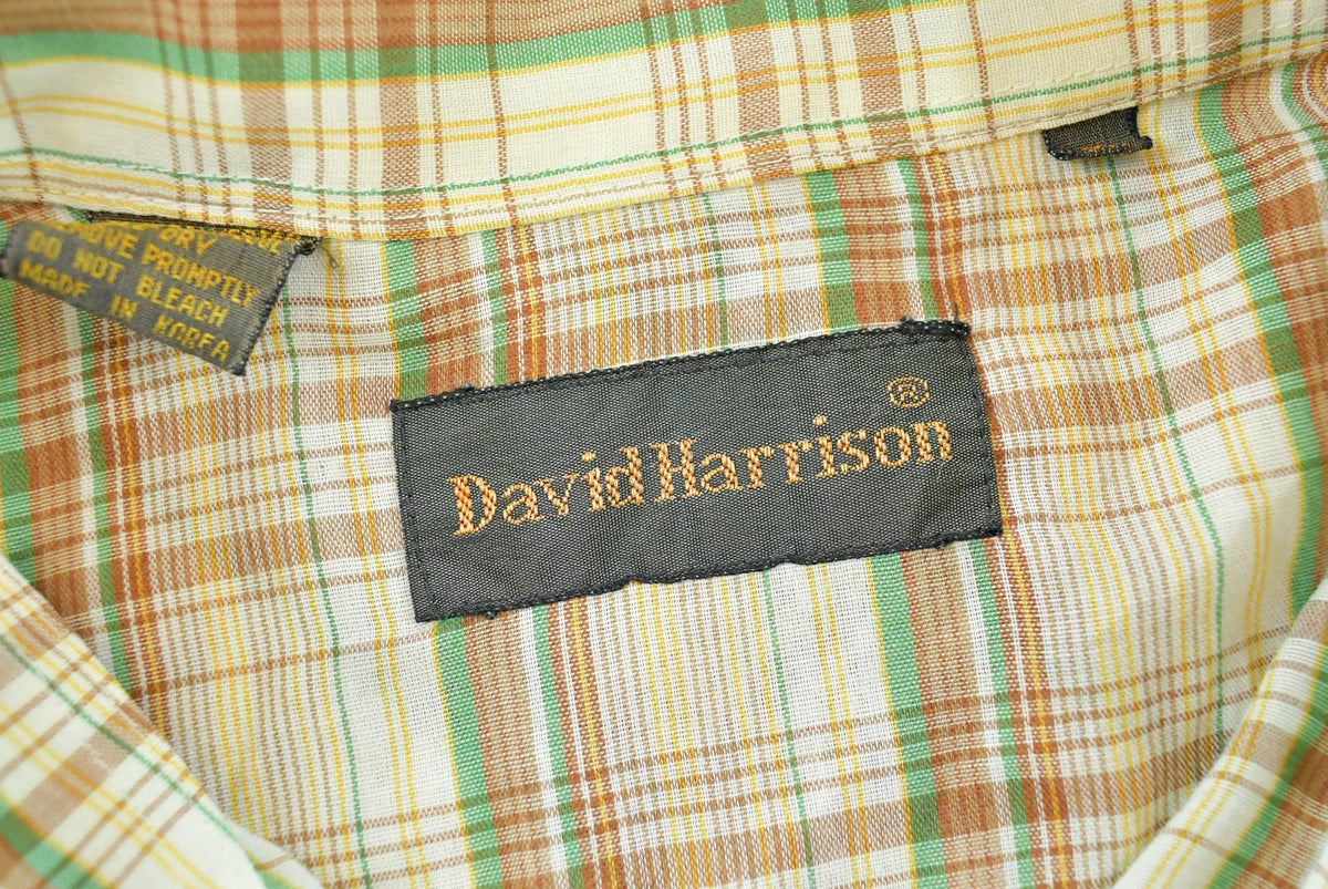 Vintage 1980s David Harrison Plaid Snaps Button Up Western Shirt Men's XL