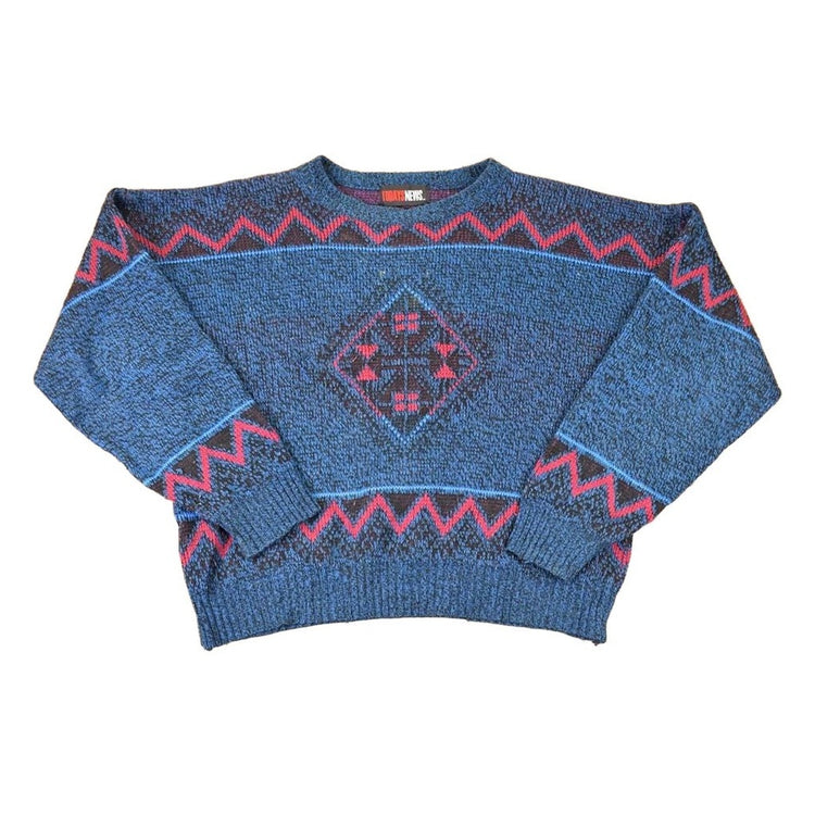 Vintage 1990s Todays News Abstract Knit Crewneck Sweater Men's L