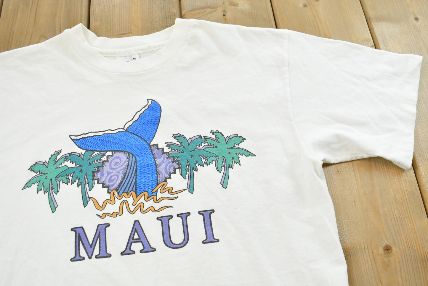 Vintage 1990s Maui Hawaii Whale Animal Graphic T-Shirt Mens L