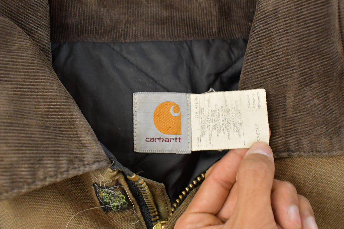 Vintage 1990s Sun Faded Distressed Carhartt Arctic Quilt Traditional Work Jacket Men's XL