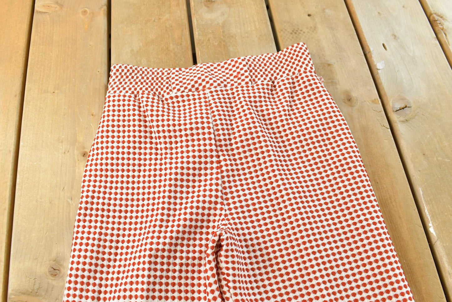 Vintage 1970s Gingham Polka Dot Bell Bottom Pants Women's 26 X 30