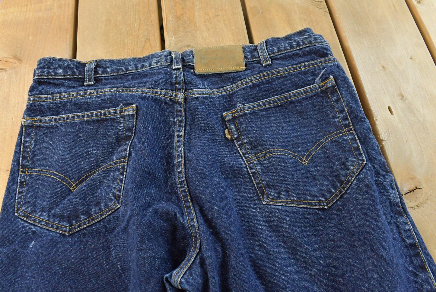 Vintage 1990s Levi's Two Horse Leather Tab Denim Dark Blue Jeans Men's 34 x 28