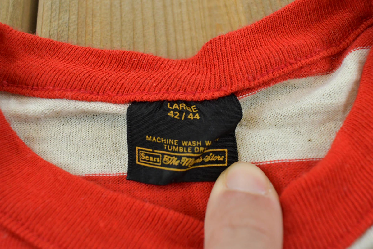 Vintage 1980s Sears Striped Long Sleeve T-Shirt Men's L