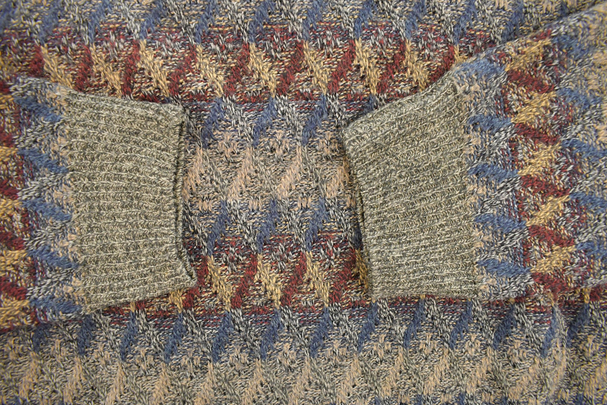 Vintage 1990s Towncraft Knit Geometric Pattern Crewneck Sweater Mens L