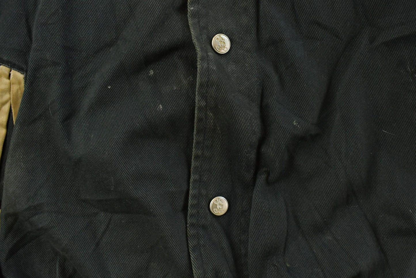 Vintage 1990s Thrashed Mickey Mouse Disney Varsity Snap Button Jacket Men's M