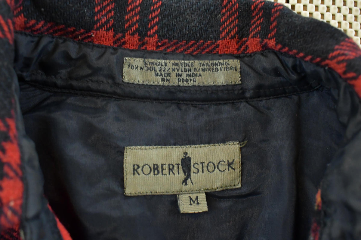Vintage 1990s Robert Stock Wool Patchwork Plaid Button Up Flannel Shirt Men's M / Outdoors / Golf Shirt