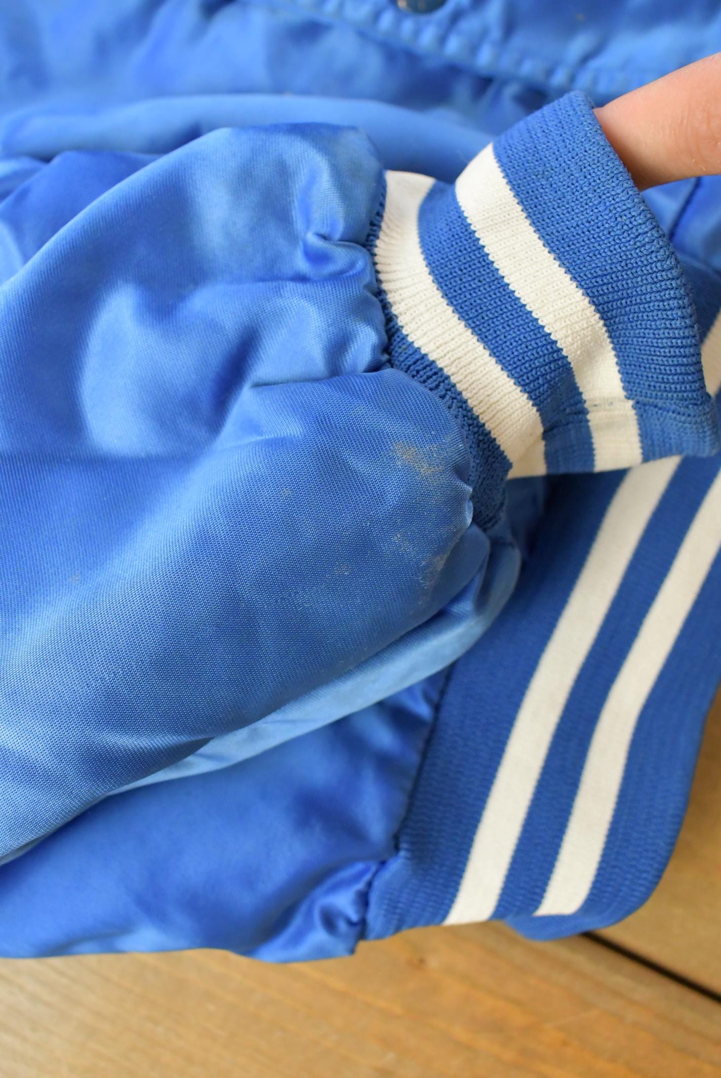 Vintage 1980s Indianapolis Colts NFL Locker Line Satin Bomber Jacket Men's XL