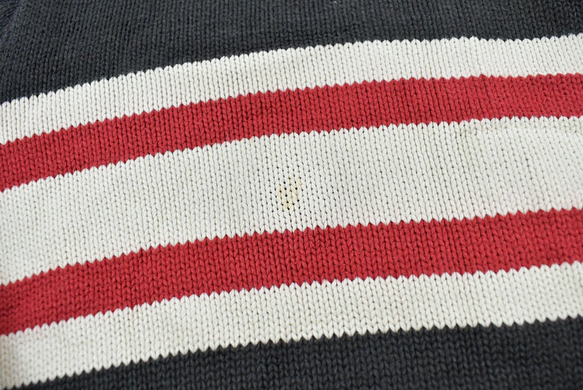 Vintage 1990s Tommy Hilfiger Striped Quarter Zip Knit Sweater Men's L