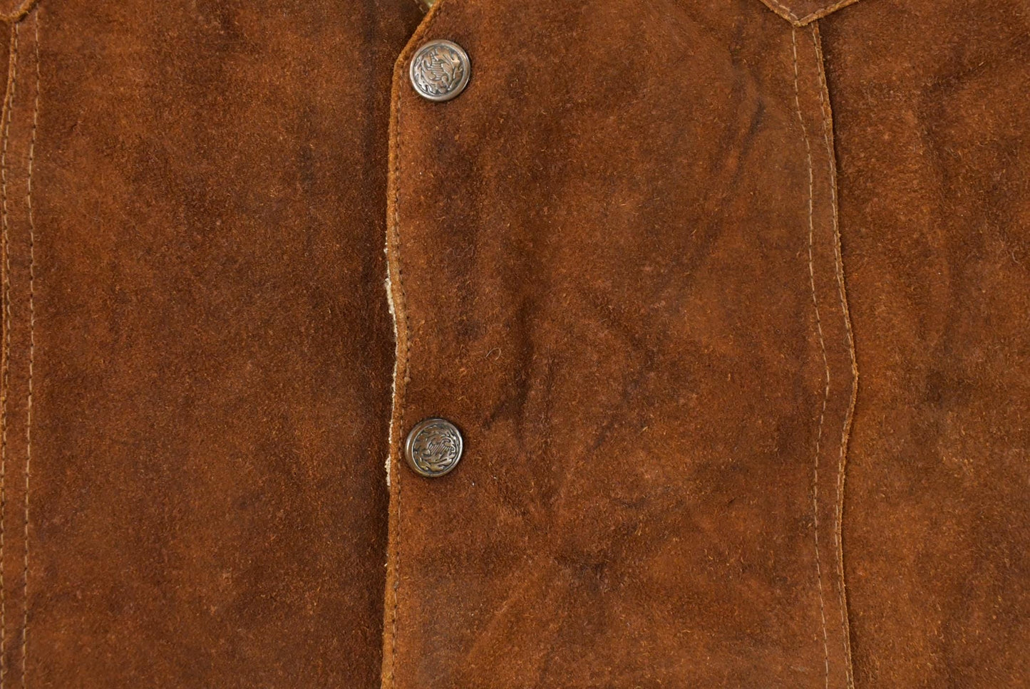 Vintage 1970s Steer Brand Western Leather Sherpa Lined Vest Jacket Men's L
