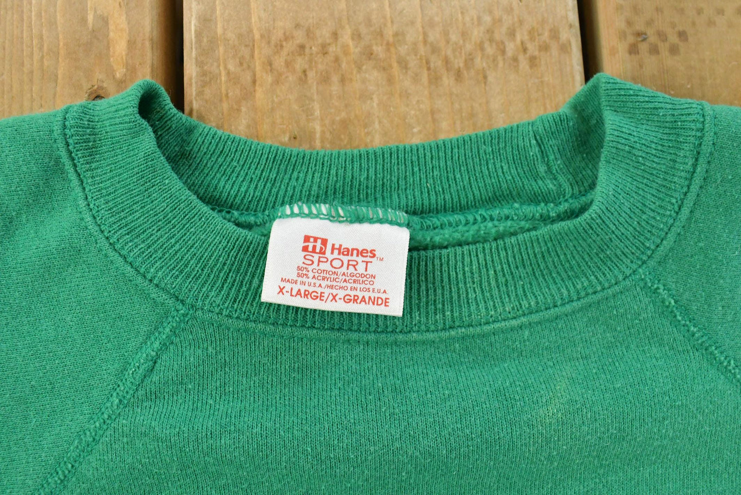 Vintage 1990s Blank Green Hanes Sport Crewneck Sweatshirt Men's L