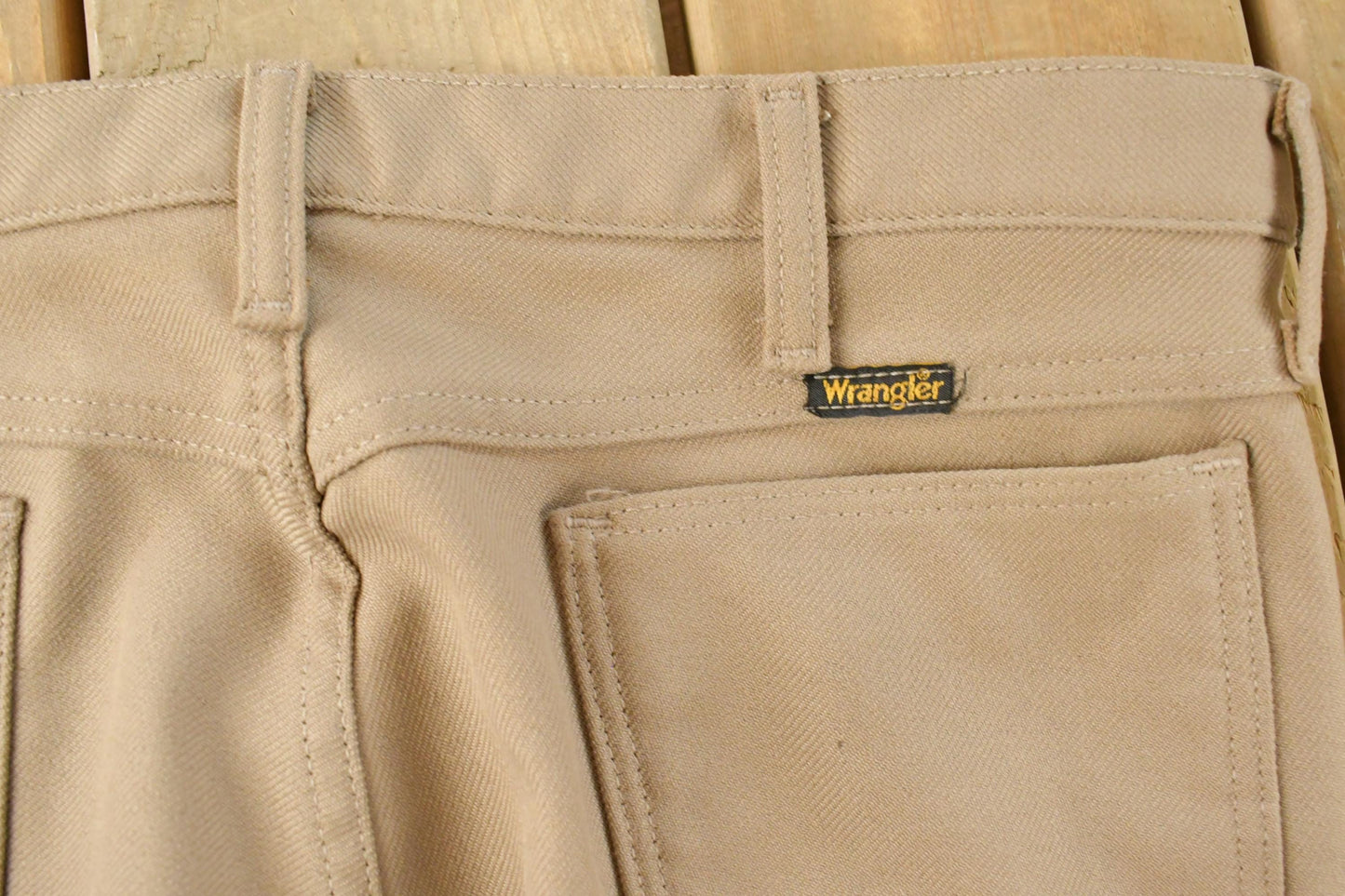 Vintage 80s Wrangler Cowboy Rancher Pants Pleated Beige Slacks Men's 35 x 31