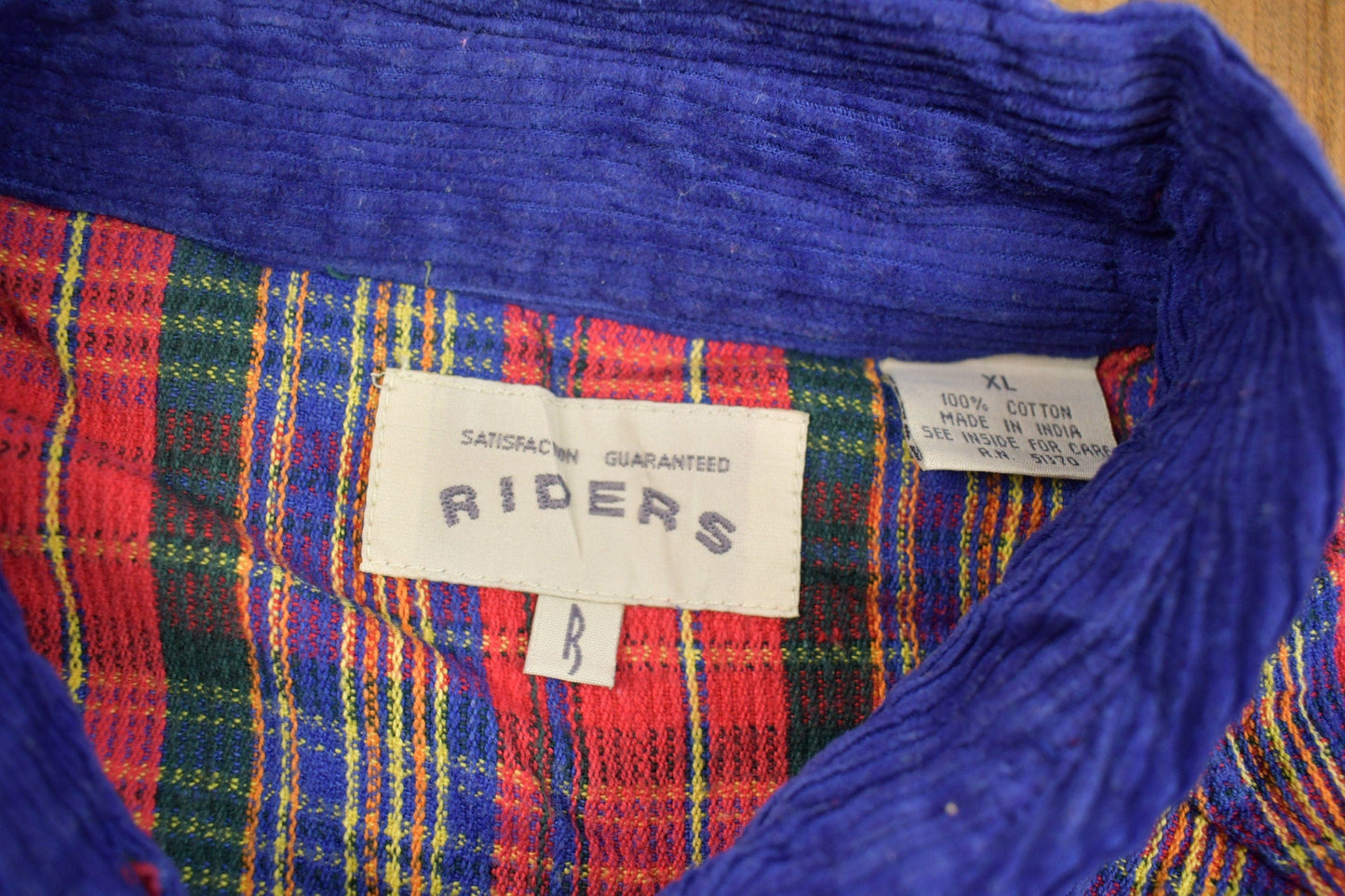 Vintage 1990s Riders Plaid Flannel Button Up Shirt Men's Medium