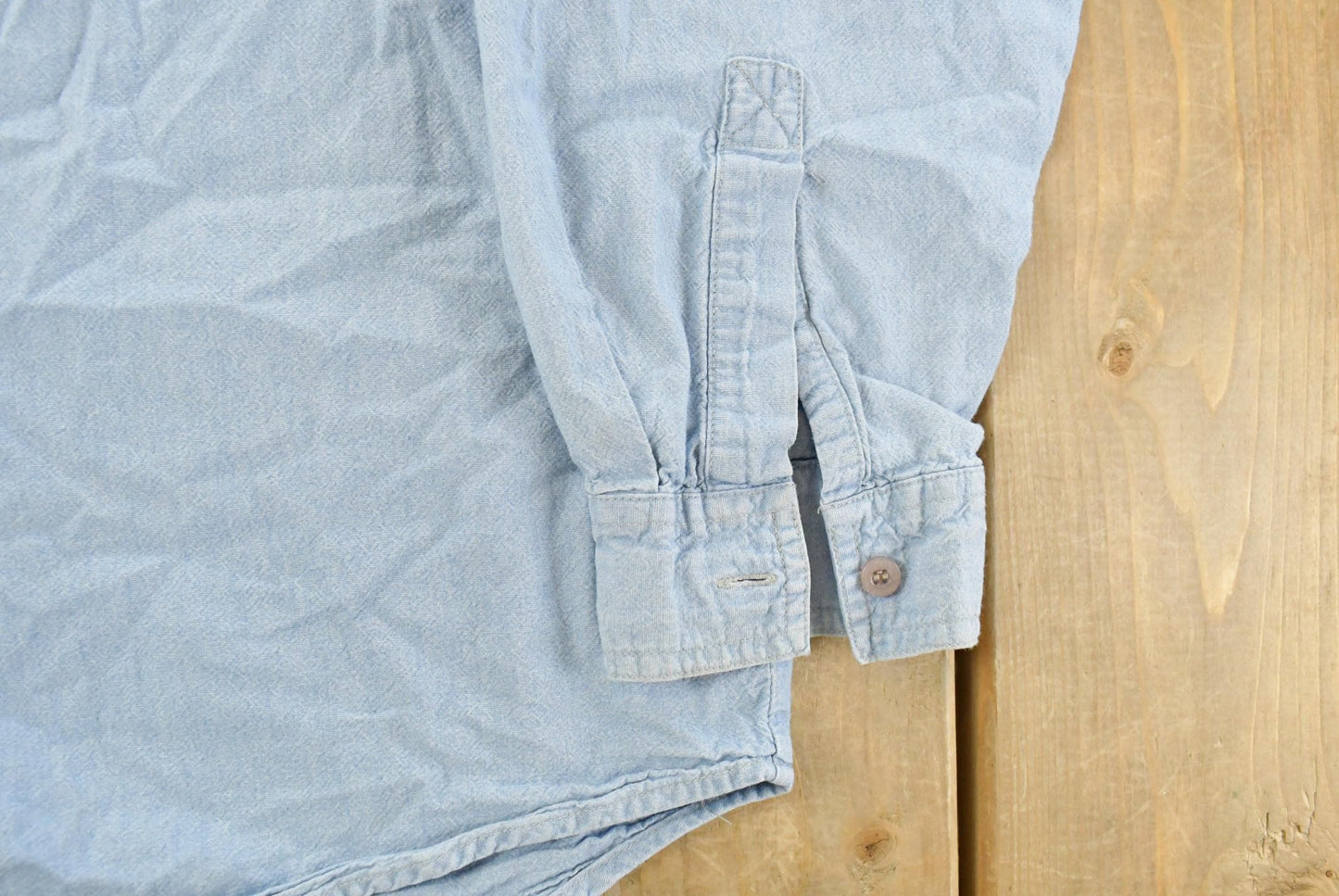 Vintage 1990s Bugle Boy Gold Crest Denim Button Up Shirt Men's Large