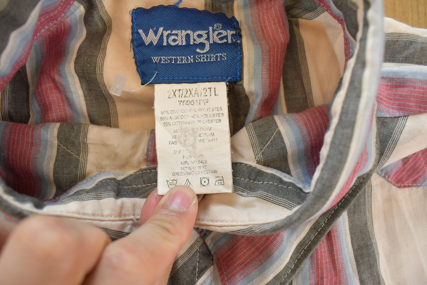 Vintage 1990s Wrangler Striped Western Pearl Snap Button Up Shirt Men's 2XL