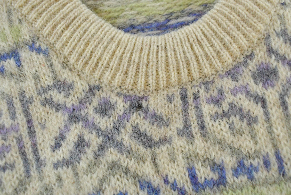 Vintage 1990s Colours Alexander Julian Knit Shetland Wool Argyle Crewneck Sweater Men's S / 90s Knitted Sweatshirt / Made in Hong Kong