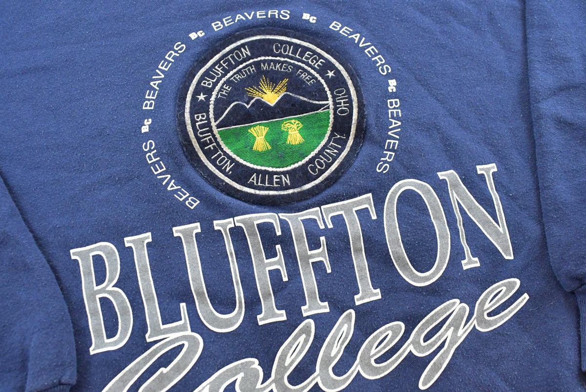 Vintage 1990s Bluffton College Collegiate Crewneck Embroidered Sweatshirt Men's L
