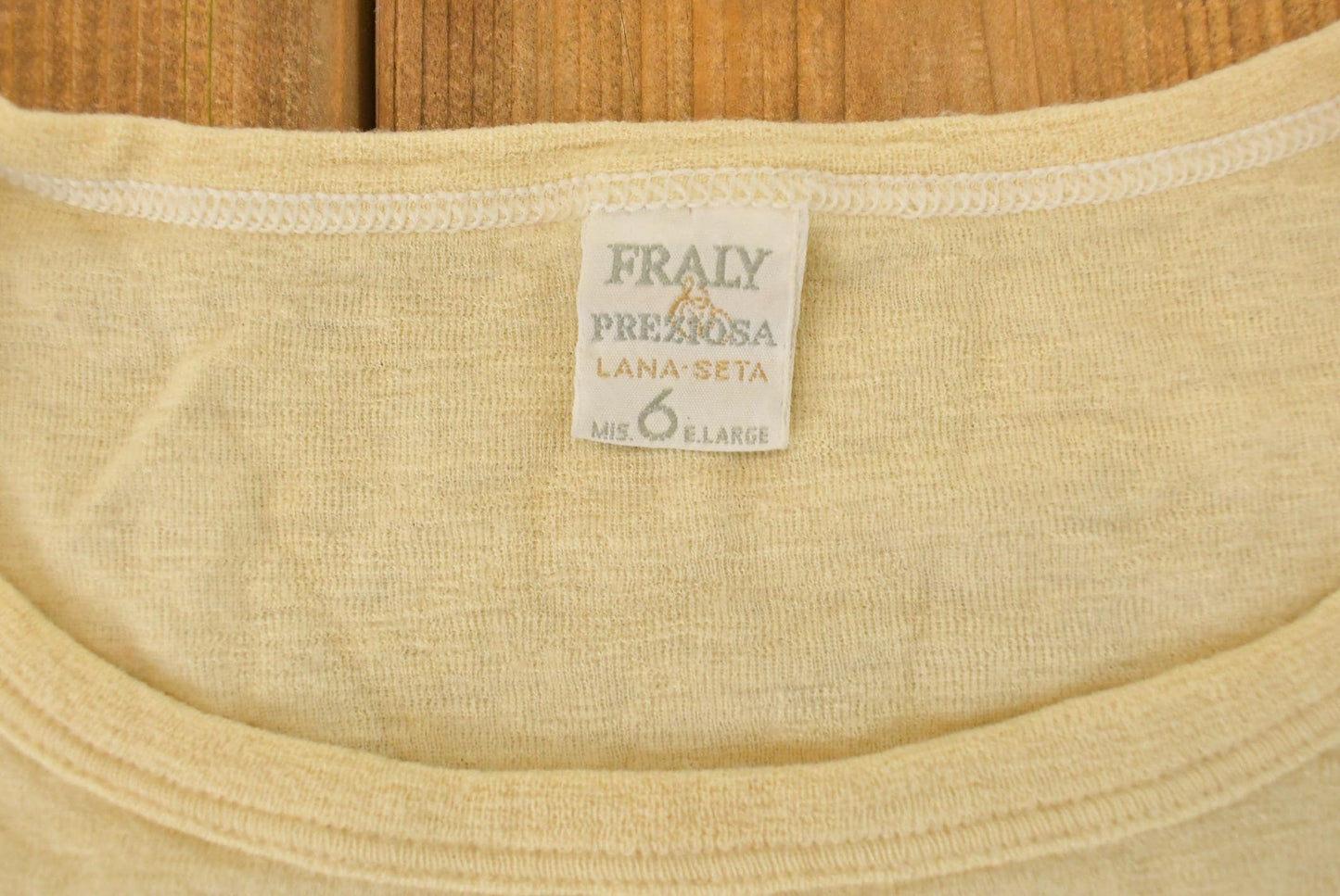 Vintage 1990s Fraly Wool Silk Blank Beige T Shirt Women's M