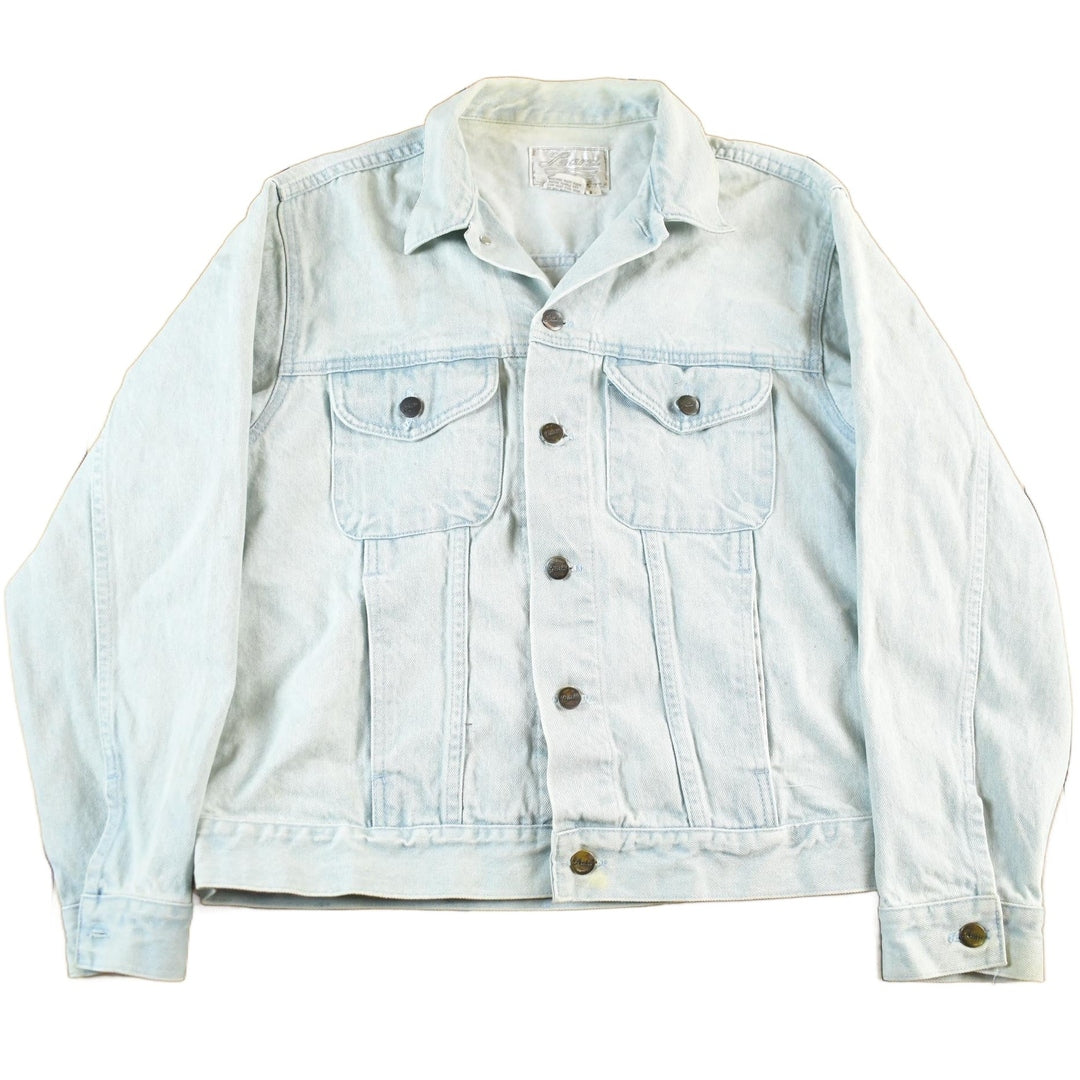 Vintage 1990s Learsi Bleach Acid Wash Denim Jean Trucker Jacket Women's Large