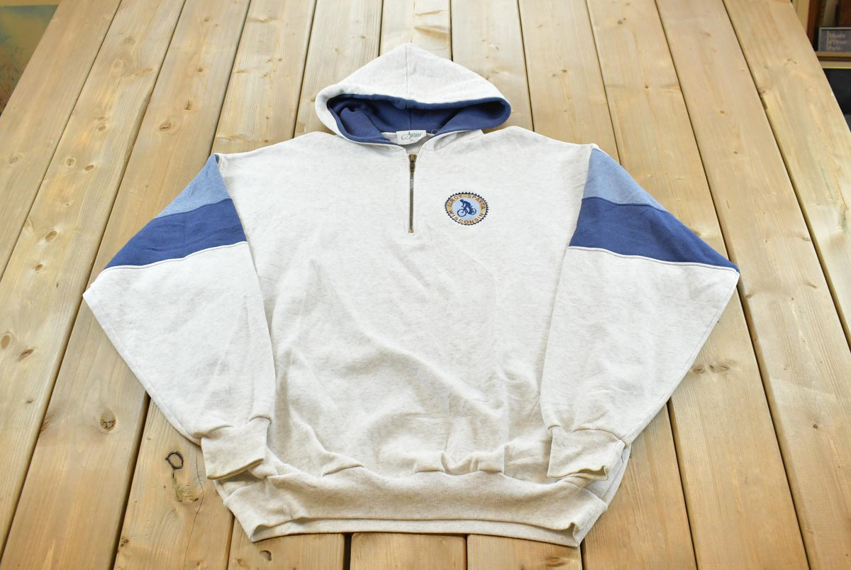 Vintage 1990s Artisans Elroy-Sparta Wisconsin Souvenir Quarter Zip Embroidered Hoodie Sweatshirt Mens XL / 90's Destination Streetwear