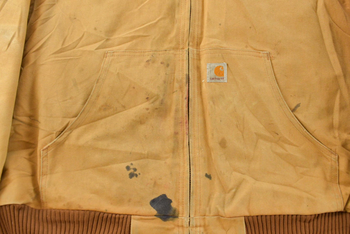 Vintage 1990s Carhartt Distressed Canvas Hooded Jacket Men's XL